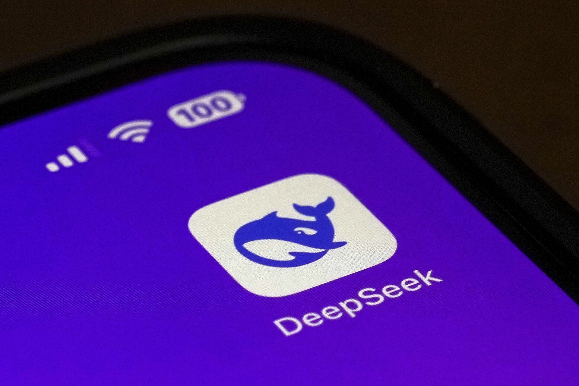 Логотип приложения DeepSeek на экране смартфона