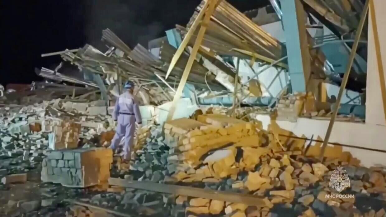 Место взрыва на заводе в Шиловском районе Рязанской области