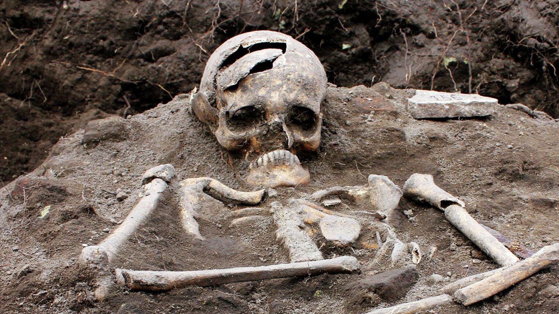Могила со скелетом человека, в сердце которого был воткнут железный прут